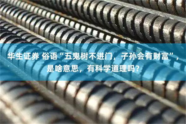 华生证券 俗语“五鬼树不进门，子孙会有财富”，是啥意思，有科学道理吗？